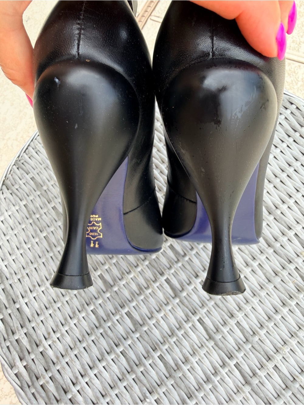 John Fluevog Black Leather Fold-Over Ankle Boots with Sculpted Heel - Picture 3 of 7